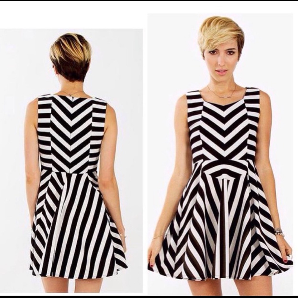 Sugar lips black and white striped dress